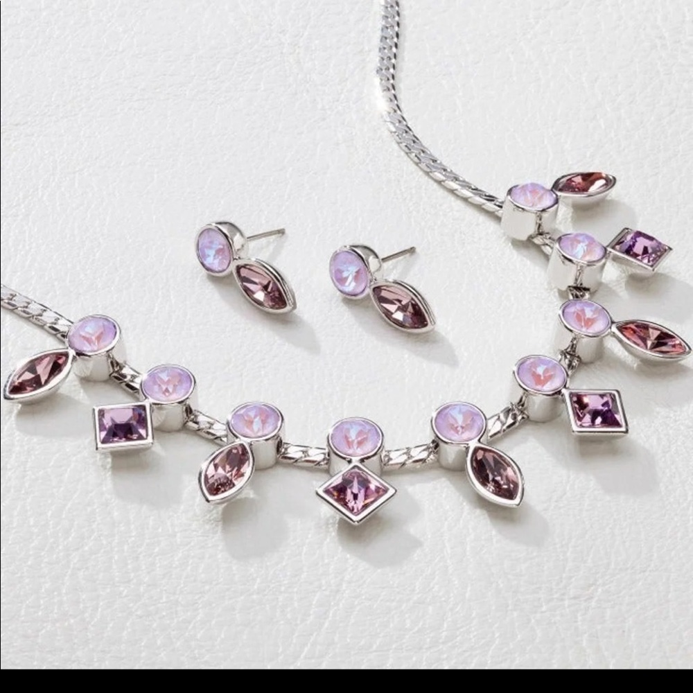 🧡🔥 Shapely Set Necklace +Earrings swarovski crystal NWT amazing color